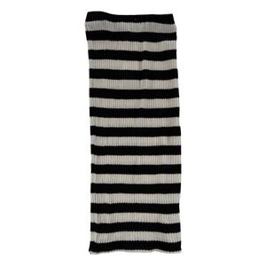 Zara Skirt Womens Small Black White Striped Rib Knit Midi Pencil Boho Long NWT